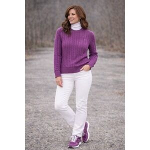 Lauren Ralph Lauren Large Purple Cable Knit Sweater 100% Cotton Crest RL VTG